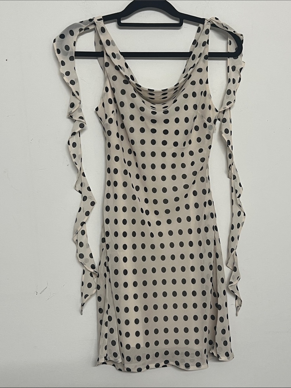 🌞 Thirty Thirty Sleeveless Polka Dot Slip Dress - Cream, Black Dots women size S